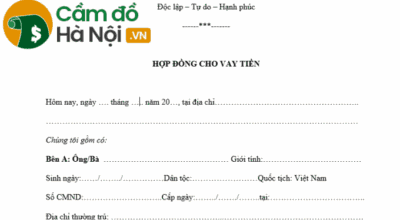 Download mẫu phiếu cầm đồ, giấy cầm đồ, hợp đồng cho vay tiền mới nhất 2022