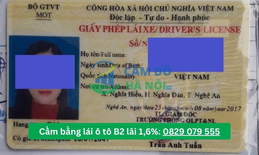 Dịch vụ cầm bằng lái xe ô tô B2, B1, B, C, D, E lãi suất 1,6%/tháng tại Hà Nội 5 Dịch Vụ Cầm Bằng Lái Xe Ô Tô B2, B1, B, C, D, E Lãi Suất 1,6%_Tháng Tại Hà Nội