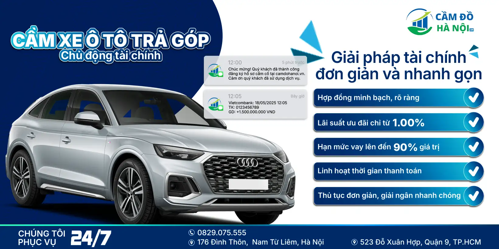Camdohanoi.vn – Đơn vị cầm xe ô tô trả góp với mức lãi suất siêu ưu đãi