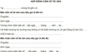 Mẫu hợp đồng cầm cố tài sản trang 1