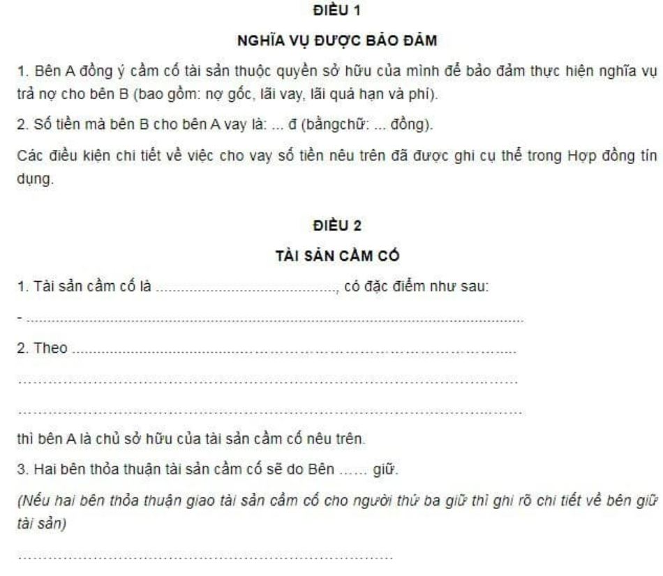 Mẫu Hợp Đồng Cầm Cố Tài Sản Trang 2